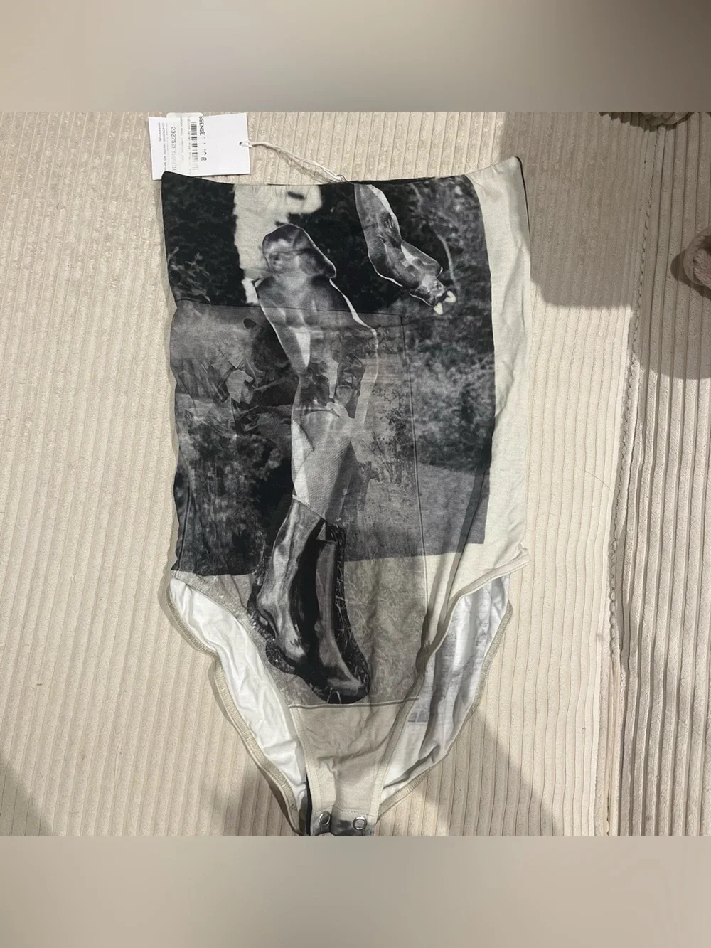 Elliss Graphic Bodysuit in Black & White